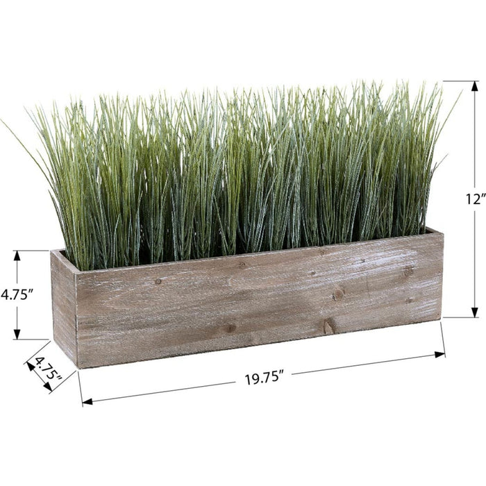 Indoor Grass - 12" Artificial Plant in a Wood Pot