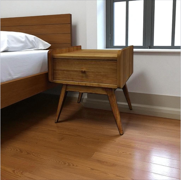 Mid-Century Modern Oak Bedside Table - Retro Revival