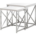 Nesting End Table (Set of 2) - Glossy White/Chrome Metal