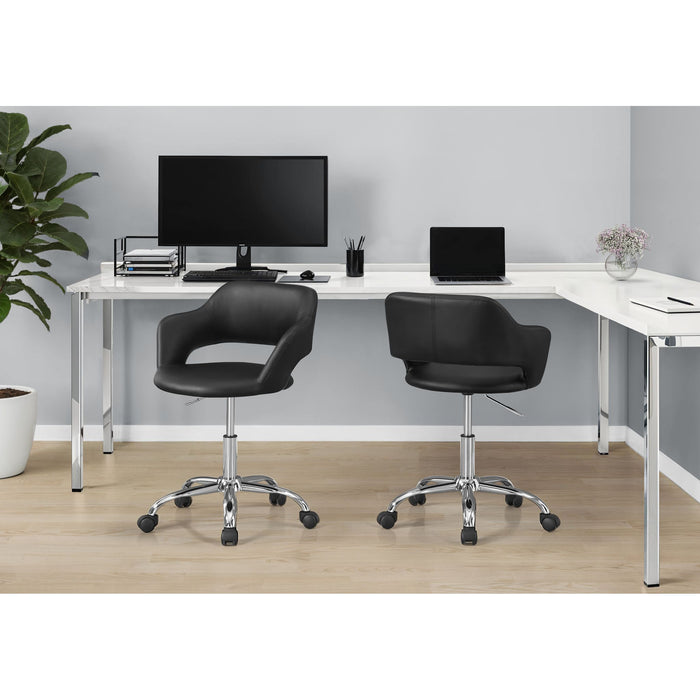 Office Chair - Chrome Metal Hydraulic Lift Base