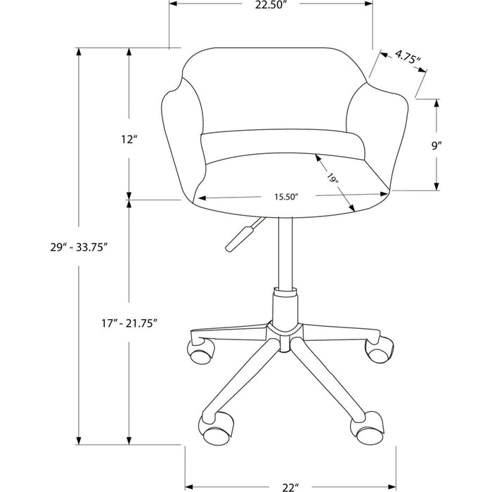 Office Chair - Chrome Metal Hydraulic Lift Base