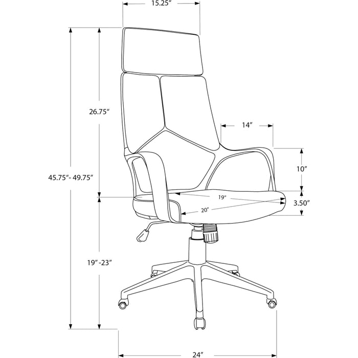 Office Chair - Grey Fabric - High Back Executive