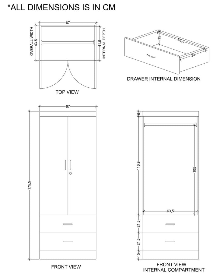 Jordan Open Door Wardrobe - Small