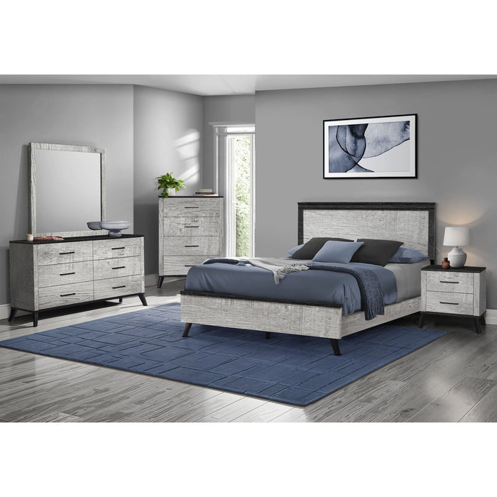 Queen Panel Bed - Grey/Black