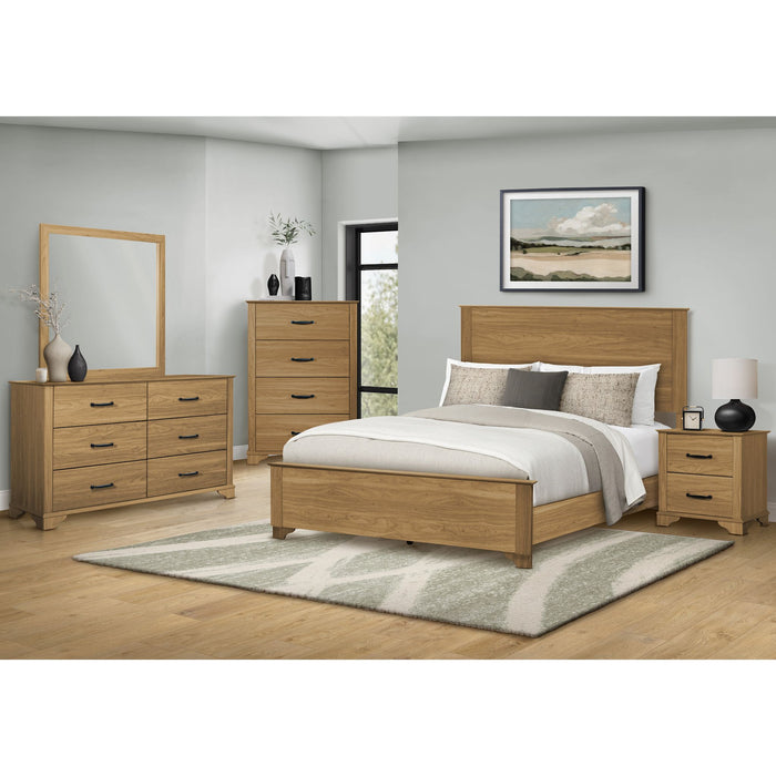 Queen Panel Bed - Oak