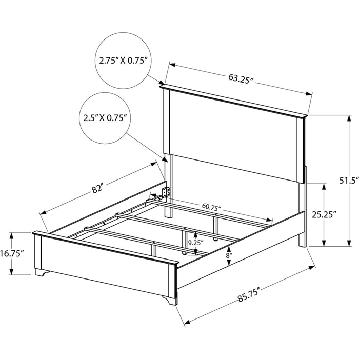 Queen Panel Bed - Oak