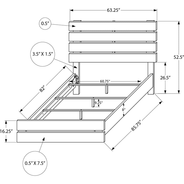 Queen Panel Bed - Oak