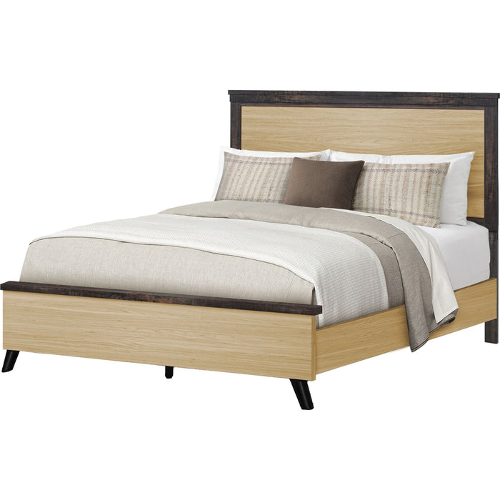 Queen Panel Bed - Oak/Black
