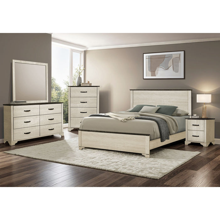 Queen Panel Bed - Oak/Black