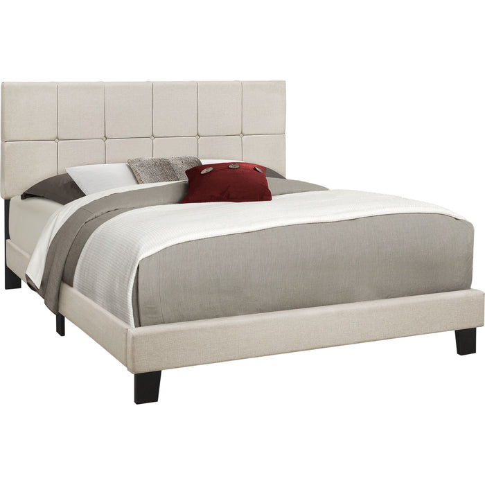 Queen Upholstered Bed - Beige