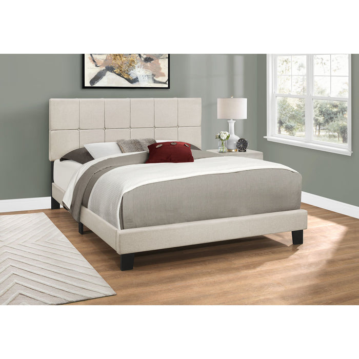 Queen Upholstered Bed - Beige
