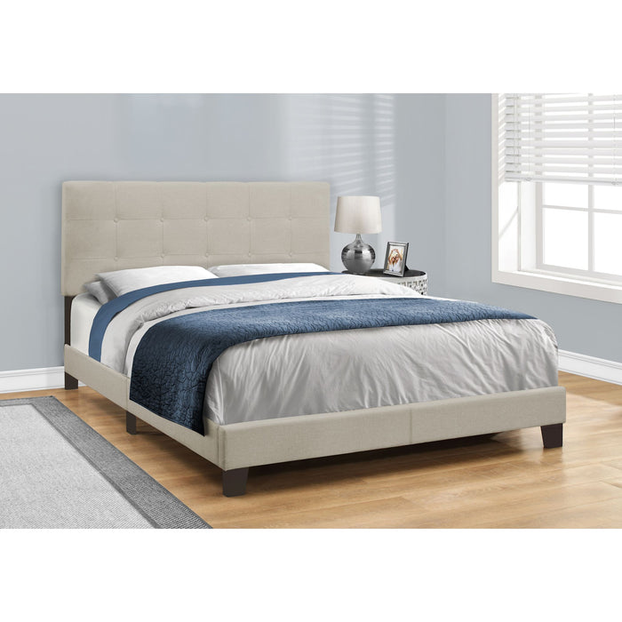 Queen Upholstered Bed - Beige