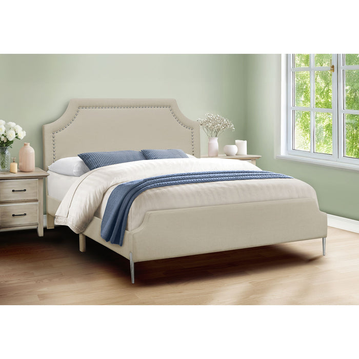 Queen Upholstered Bed - Beige