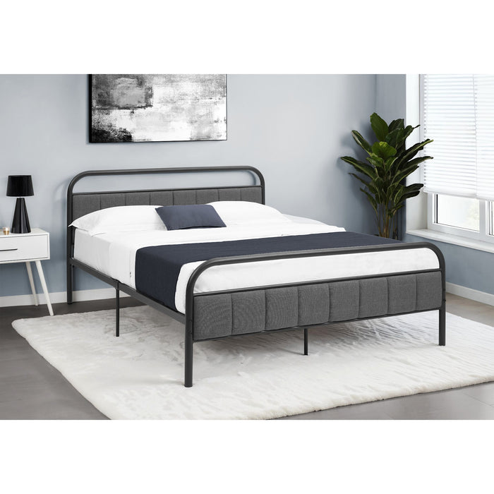 Queen Upholstered Bed - Black/Grey
