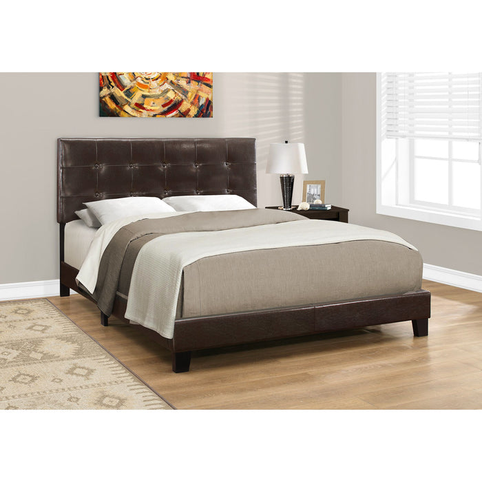 Queen Upholstered Bed - Brown
