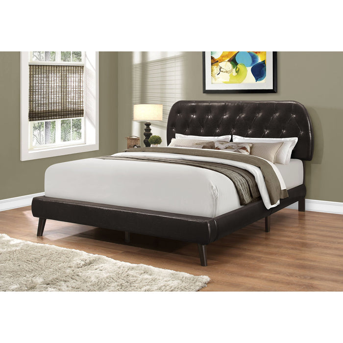 Queen Upholstered Bed - Brown