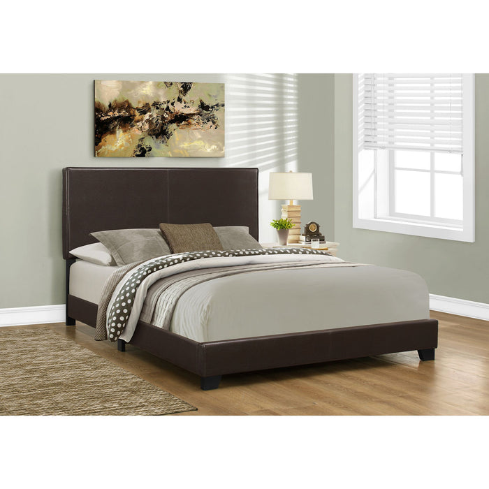 Queen Upholstered Bed - Brown