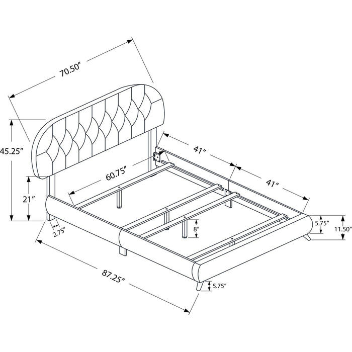 Queen Upholstered Bed - Brown