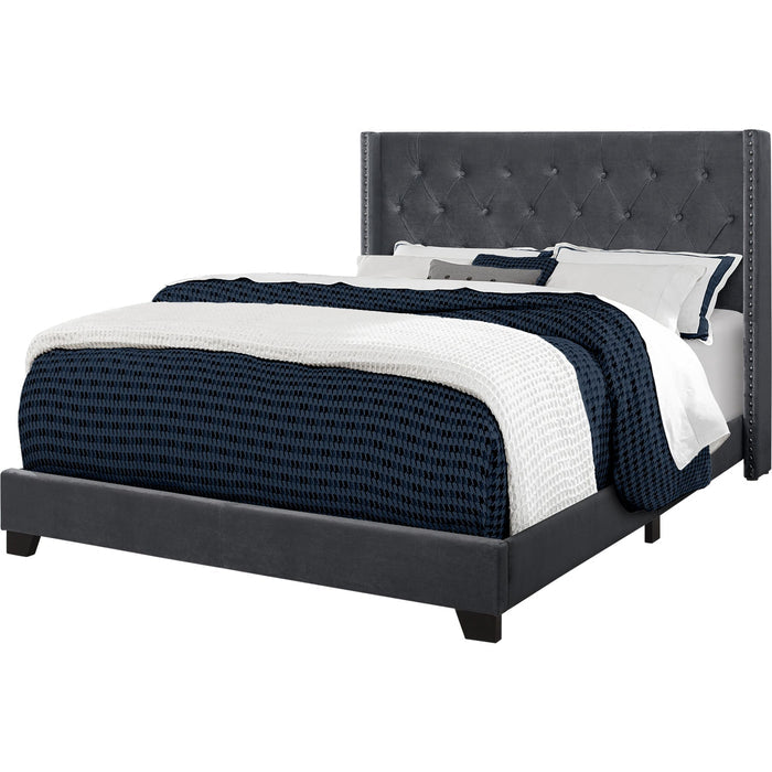 Queen Upholstered Bed - Dark Grey