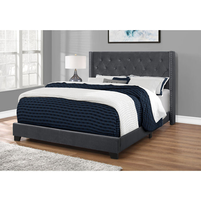 Queen Upholstered Bed - Dark Grey