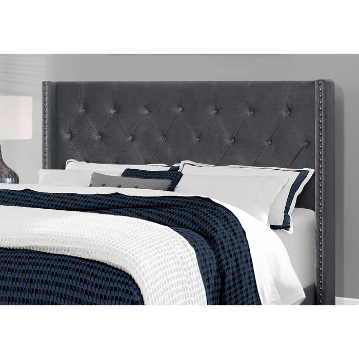 Queen Upholstered Bed - Dark Grey