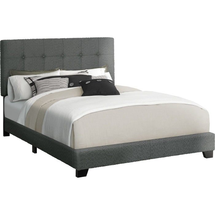 Queen Upholstered Bed - Dark Grey/Black