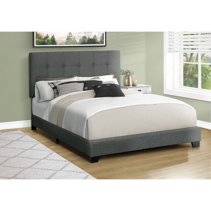 Queen Upholstered Bed - Dark Grey/Black