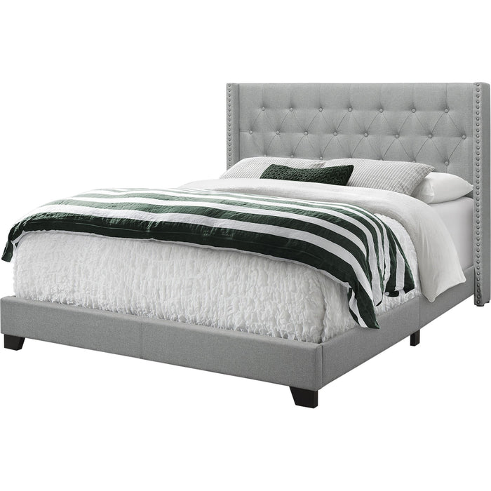 Queen Upholstered Bed - Grey