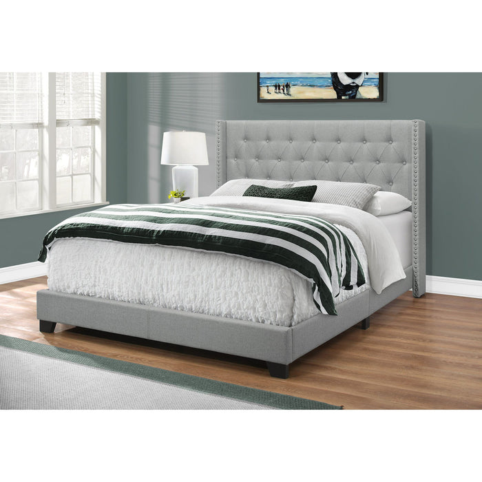 Queen Upholstered Bed - Grey