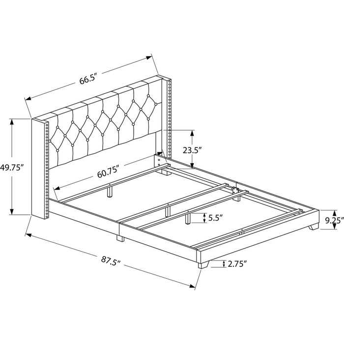 Queen Upholstered Bed - Grey