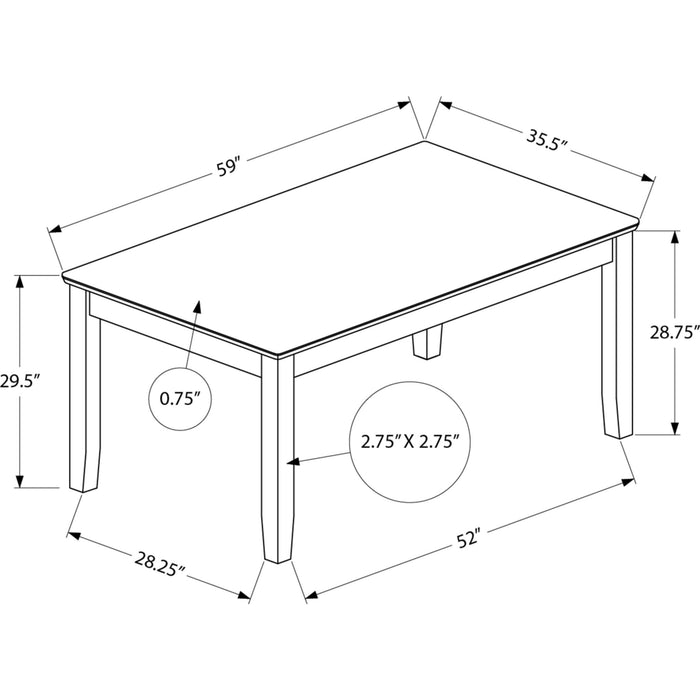 Rectangle Dining Table - Wood Top, Seats 6