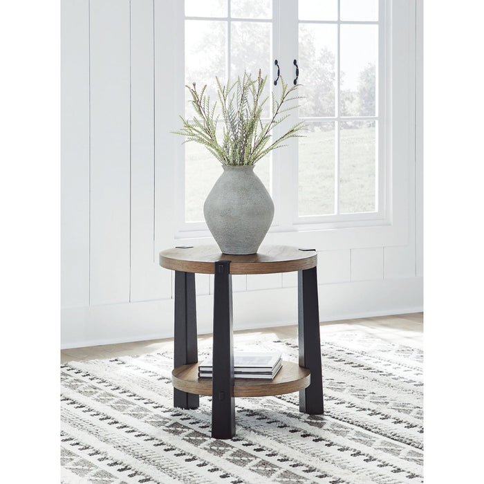 Ridgester End Table - Light Brown/Black