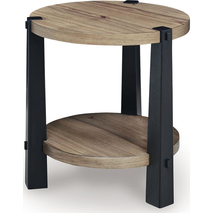 Ridgester End Table - Light Brown/Black