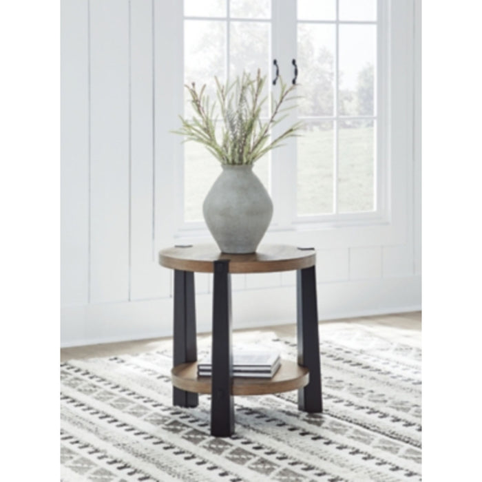 Ridgester End Table - Light Brown/Black