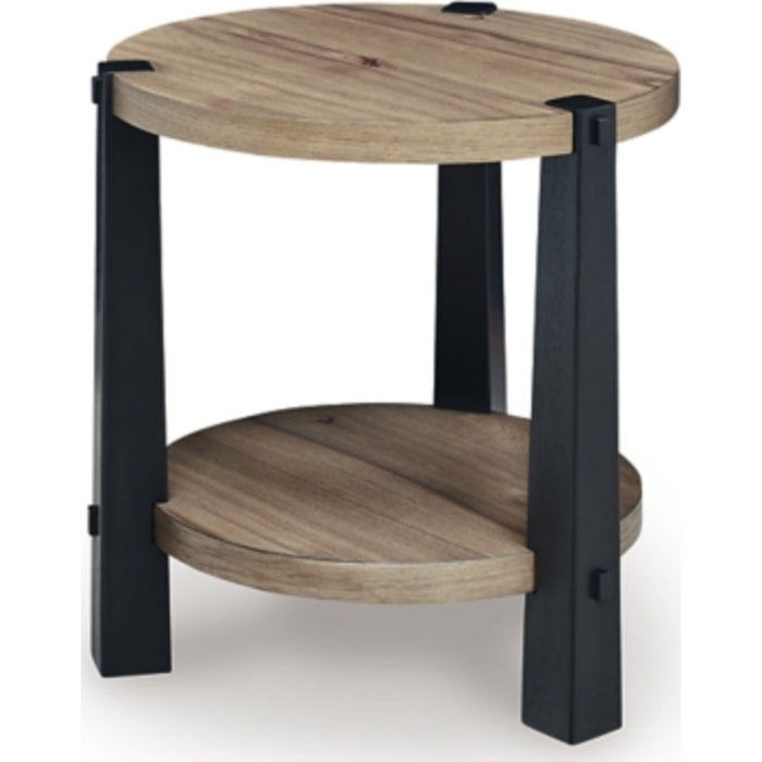 Ridgester End Table - Light Brown/Black