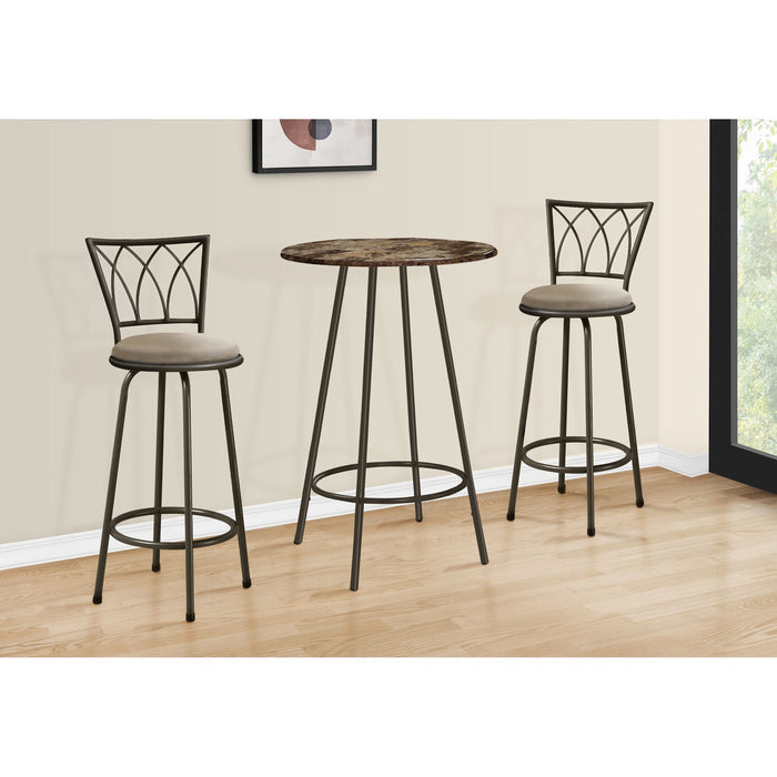 Round Bar Table - Faux Marble Top, Seats 2