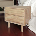 Rubber Wood Natural Two-Drawer Bedside Table - Pure Elegance