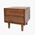 Rubber Wood Walnut Two-Drawer Bedside Table - Rich & Refined