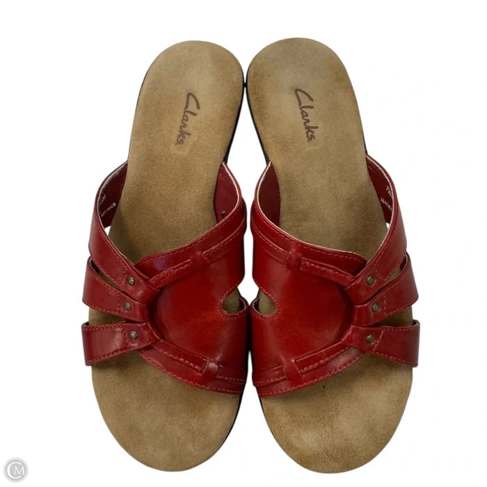 Sandals Flats By Clarks In Red, Size: 6