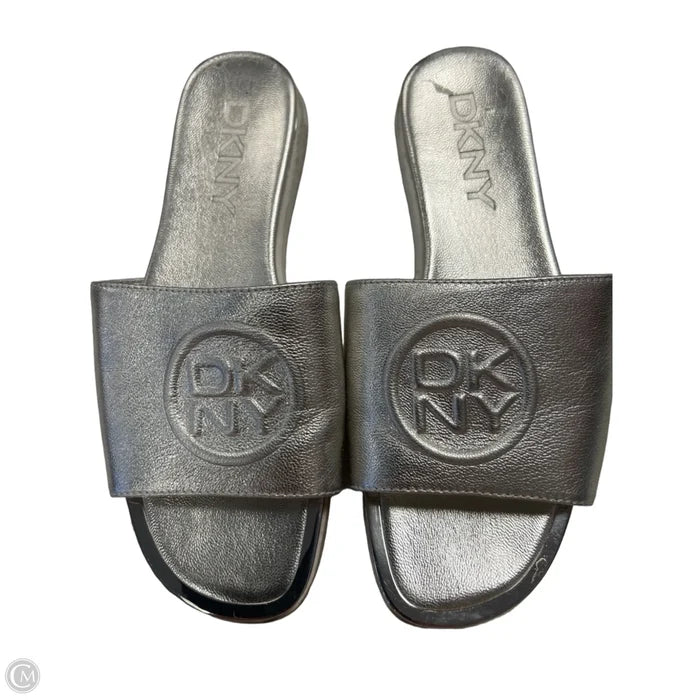 Sandals Flats By Dkny In Silver, Size: 8.5
