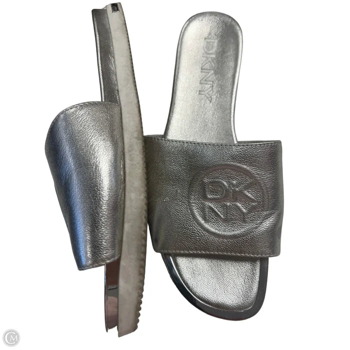 Sandals Flats By Dkny In Silver, Size: 8.5