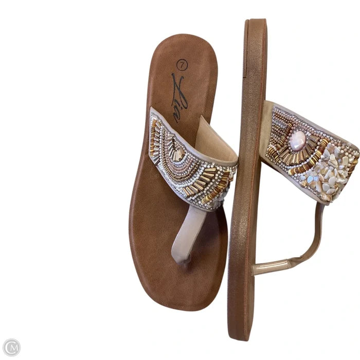 Sandals Flip Flops By Lia Sophia In Tan, Size: 7