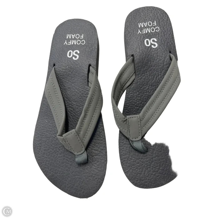 Sandals Flip Flops By So In Grey, Size: 8