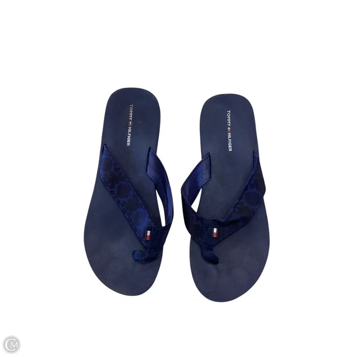 Sandals Flip Flops By Tommy Hilfiger In Navy, Size: 8