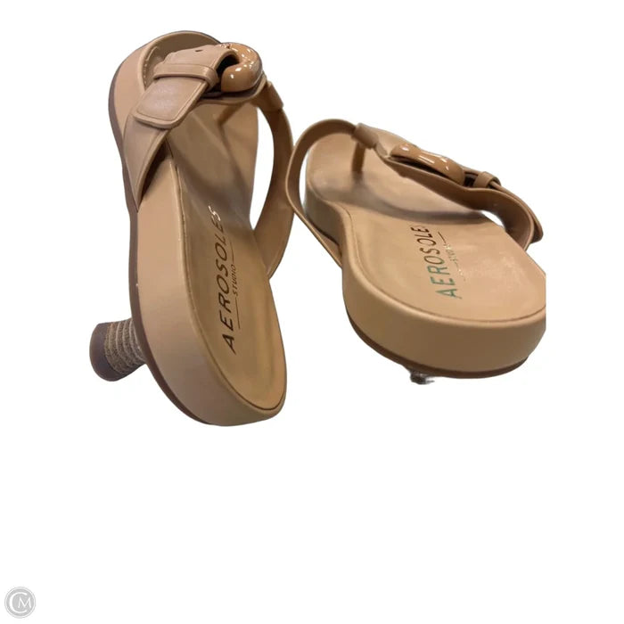 Sandals Heels Block By Aerosoles In Tan, Size: 9.5