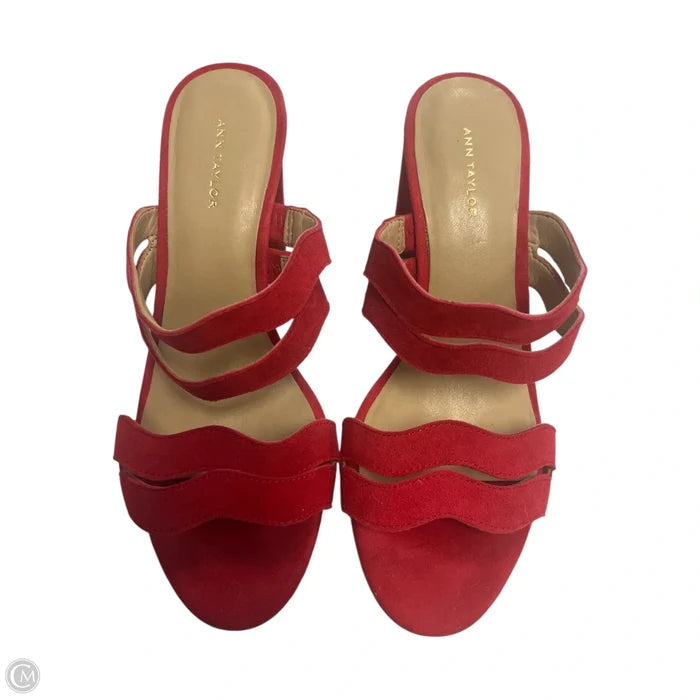 Sandals Heels Block By Ann Taylor In Red, Size: 6