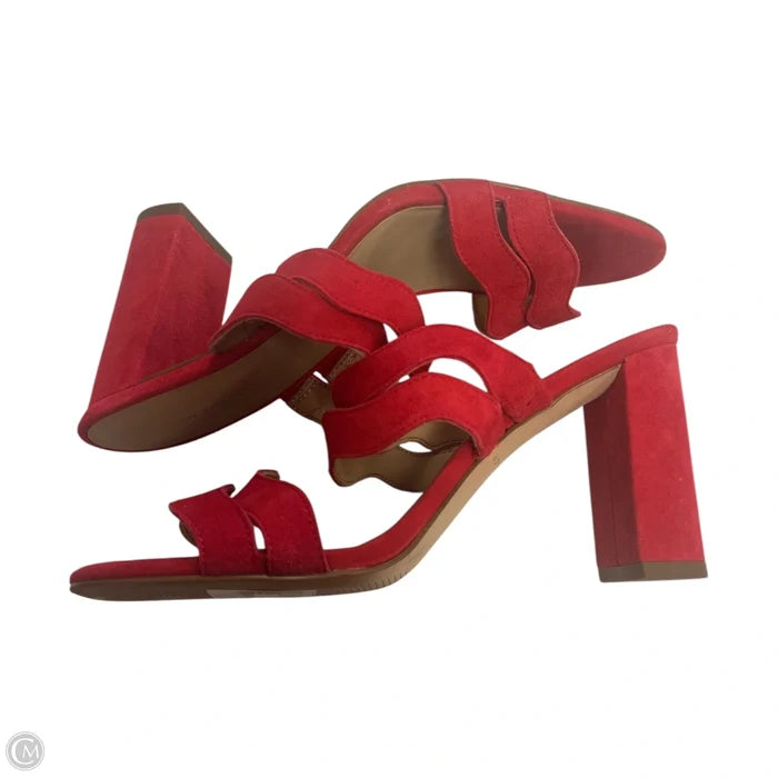 Sandals Heels Block By Ann Taylor In Red, Size: 6