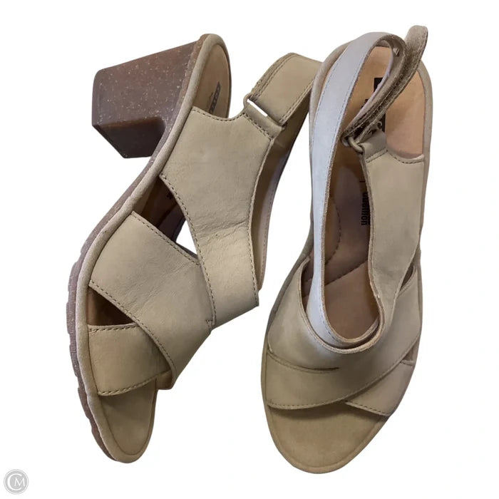 Sandals Heels Block By Clarks In Tan, Size: 9