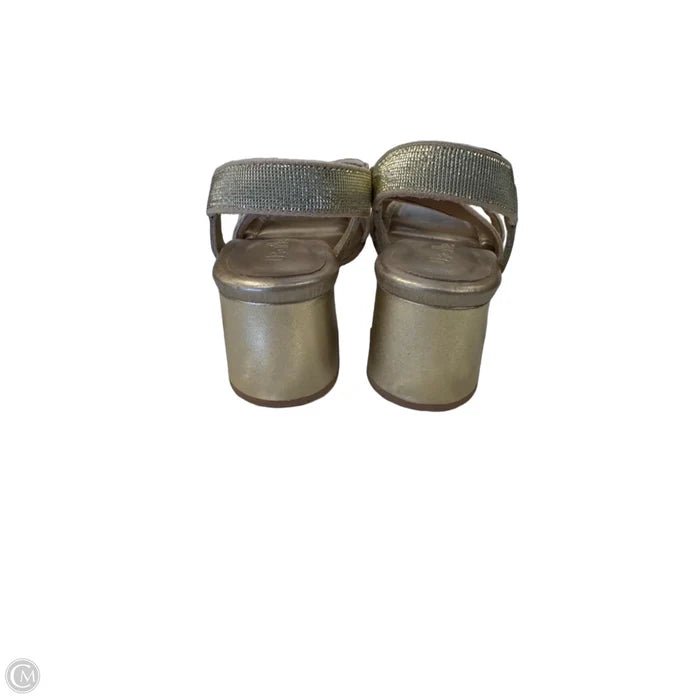 Sandals Heels Block By Clothes Mentor In Gold, Size: 5