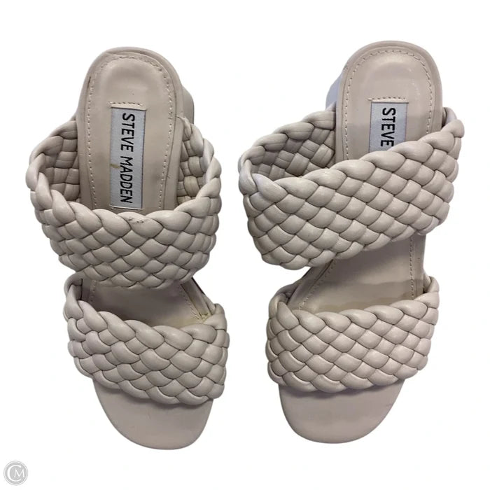 Sandals Heels Block By Steve Madden In Tan, Size: 5